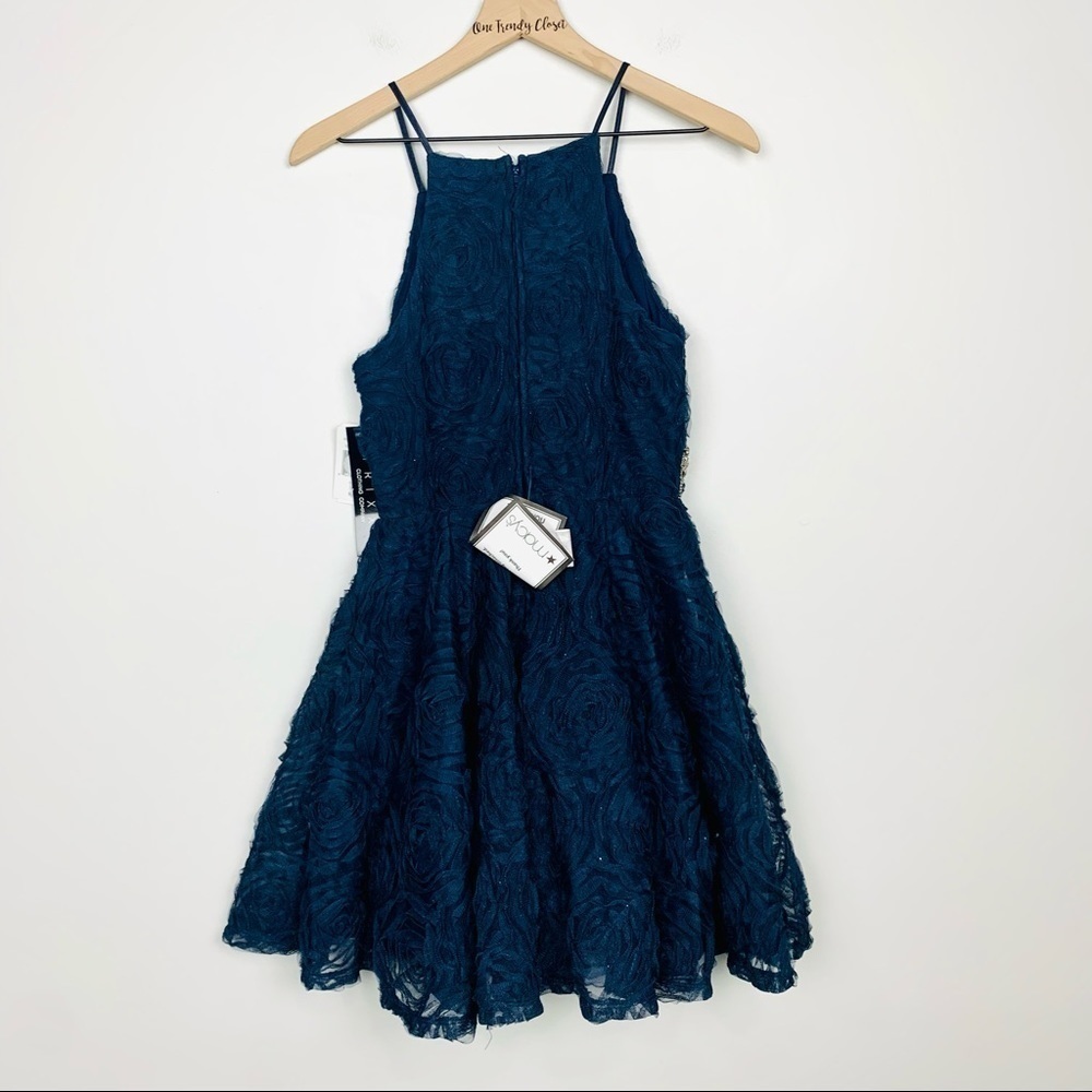 Trixxi | NWT Juniors Embellished Soutache Party Mini Fit Flare Navy Dress - Picture 10 of 13